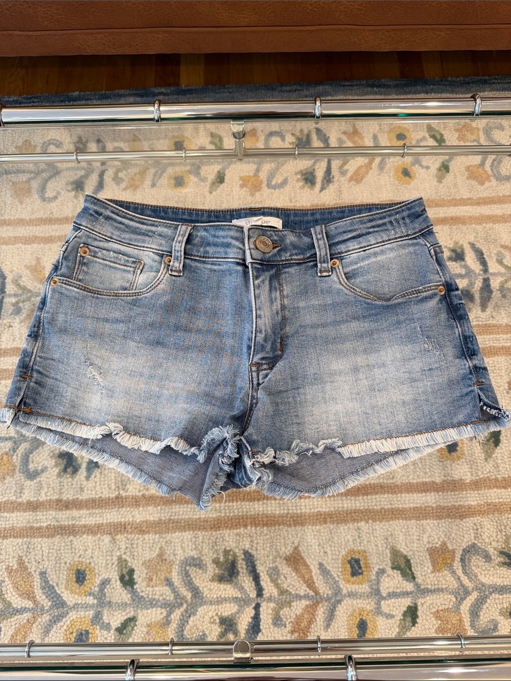 STS Blue Light Wash Frayed Hem Denim Shorts